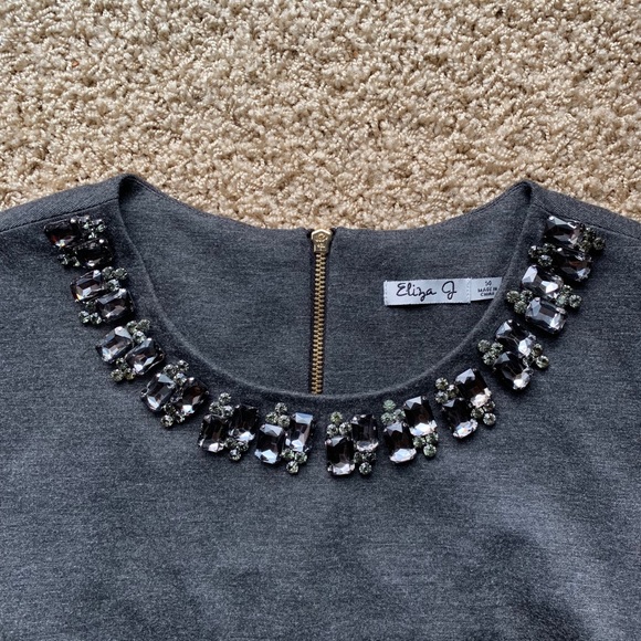 Eliza J Jeweled Collar Fit and Flare Dress - Picture 3 of 5